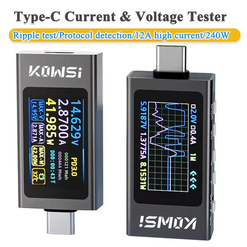 Battery Monitor Coulometer - KWS-X1 Type-C Current and Voltage Monitor