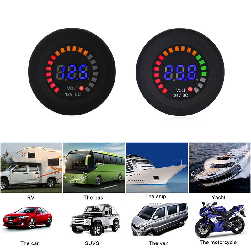 24V 12V DC Voltmeter Color LED - Battery Monitor Coulometer review and price